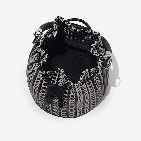 Marc Jacobs “The Monogram” Mini Bucket Bag Lamb Leather – Black White – H653L03F - Picture 6 of 10